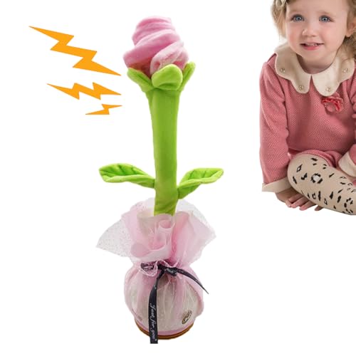 Liqzirtu Niedliche, Sich drehende - Tanzendes, sprechendes Spielzeug – singende Rosenblüten | Interaktives, elektrisches, lehrreiches Spielzeug mit USB-Ladefunktion für Geburtstage und Weihnachten von Liqzirtu
