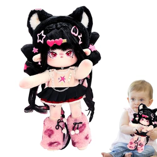 Niedliche Baumwollpuppe, bewegliche Plüschpuppe - Plüschpuppe Skelett Puppe, Anziehpuppen mit Kleidung - Anime Mädchen zum Sammeln, 30 cm, verbessert die Koordination von Liqzirtu