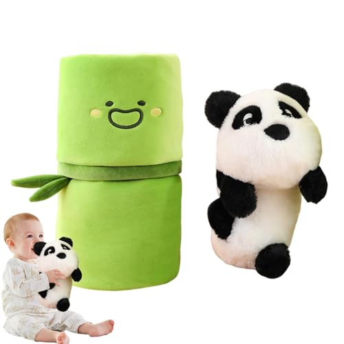 Panda Plüschtier mit Bambusdecke, Panda mit Plüschtier Bambus – flauschiges Plüschtier Super Soft Cartoon – exquisit, bequem, Schlaftier aus Plüsch für Mädchen von Liqzirtu