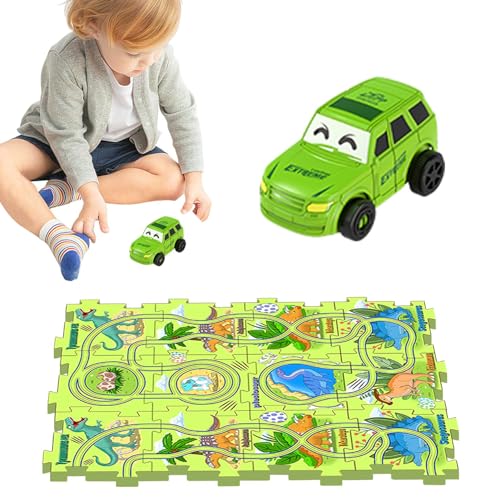 Liqzirtu Puzzlebahn Auto Puzzle Rennbahn Set Auto Puzzle Racer | Lernspiele auf der Rennstrecke Spiele Auto - Konstruktionsspielzeug, Lernspielzeug, Dinosaurier-Puzzlebahn, von Liqzirtu