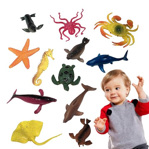 Realistisches Tierspielzeug – 12 Stück, realistische Spielzeuge, Meerestiere, Tierspielzeug | verschiedene Wasserspielzeuge für Kinder von Liqzirtu