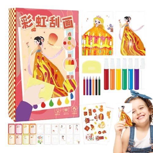 Liqzirtu Rubbel-Set für Kinder, Rubbelkarten und für Kinder | Handgemachte Rubbelkarte Regenbogenkunst, Malset für Kinder, Regenbogenkarte für Thanksgiving, San, Neujahr von Liqzirtu