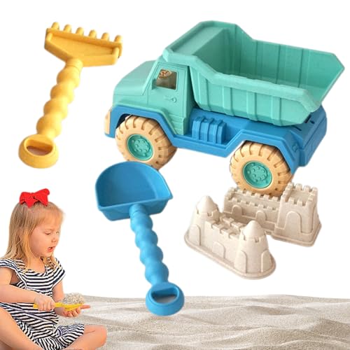Liqzirtu Sandkastenspielzeug - Sandspielzeug für Kinder, Sand Castle Kit | Sand -Truck -Spielzeugreisespielzeug, Muldenkipper, Schaufel, Rechen, 2 Schloss Sandformen, Sandspielzeug für von Liqzirtu