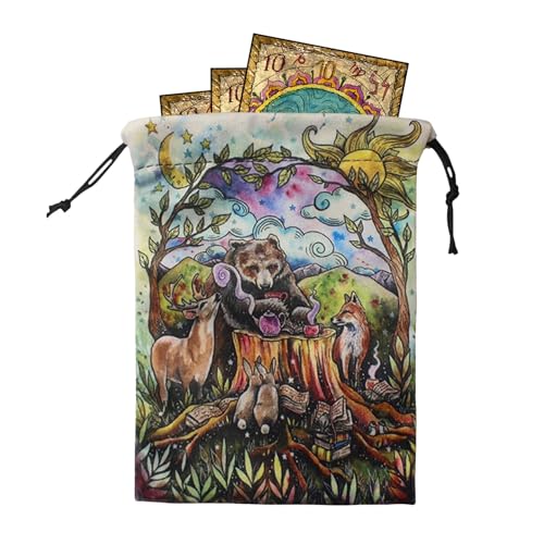 Liqzirtu Tarot Beutel - Schnürbeutel aus Samt für Würfel - Würfelorganizer Mit Druck Auf Beiden Seiten Für Büro Reisen Camping Outdoor Küste Garten Alltag Schrank von Liqzirtu