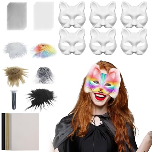 Liqzirtu Weiße Katzenmaske,Masken Bastelset | Kostümzubehör Mit Mesh- Und Filzmaterial Für Karneval Maskenball Liqzirtu Weiße Katzenmaske,Masken Bastelset | Kostümzubehör Mit Mesh- Und Filzmaterial Für Karneval Maskenball von Liqzirtu