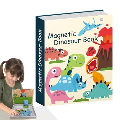 Magnetisches Dinosaurier-Buch, Tier-Matching-Spiel – Puzzlespielzeug für bunte, lustige Vorschule, Lernaktivitäten, unterwegs, für , Mädchen von Liqzirtu