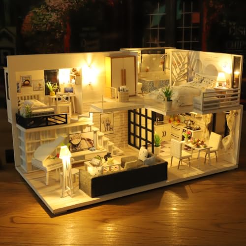 Miniatur House Kit, kreatives Kit des Puppenhauss in 3D - Mini -Accessoires für Doll House mit Möbeln für und Jugendliche, Geburtstags, Praxis des P Miniaturhaus -Kit kan von Liqzirtu