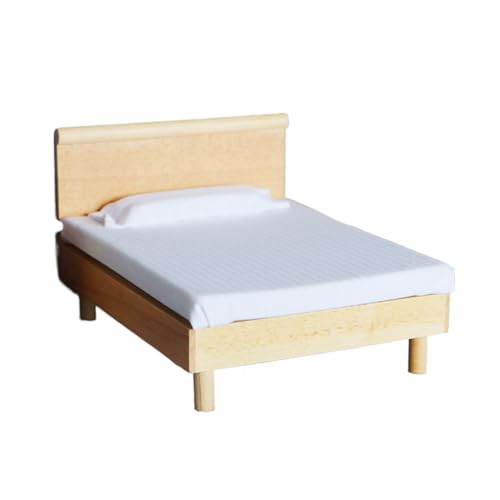 Miniature Puppenhaus Bett - Miniaturbett für Puppen, Puppenhausbett | Miniaturmöbel Kleines Bett, Puppenhausmöbel, Miniaturbett mit und Kissen, Maßstab 1:12, Puppenhauszubehör Miniature Puppenhaus Bett - Miniaturbett für Puppen, Puppenhausbett | Miniaturmöbel Kleines Bett, Puppenhausmöbel, Miniaturbett mit und Kissen, Maßstab 1:12, Puppenhauszubehör von Liqzirtu