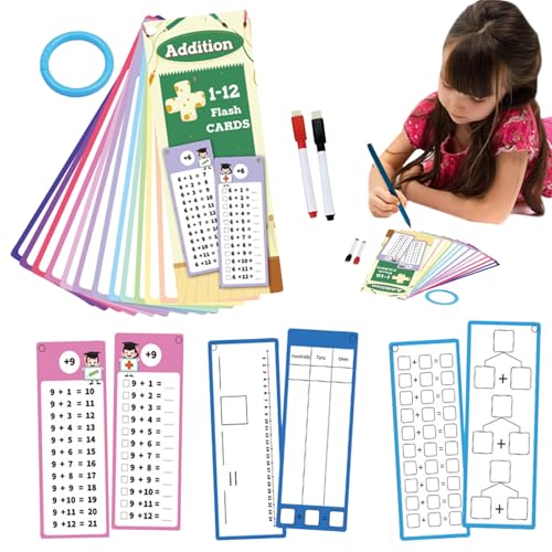 Multiplikation FlashCard, Times Tables Cards Flash Cards – Lerntafel für die Multiplikation – Doppelseitiges Spielzeug mit 2 trocken abwischbaren Stiften für die Lernphase von von Liqzirtu