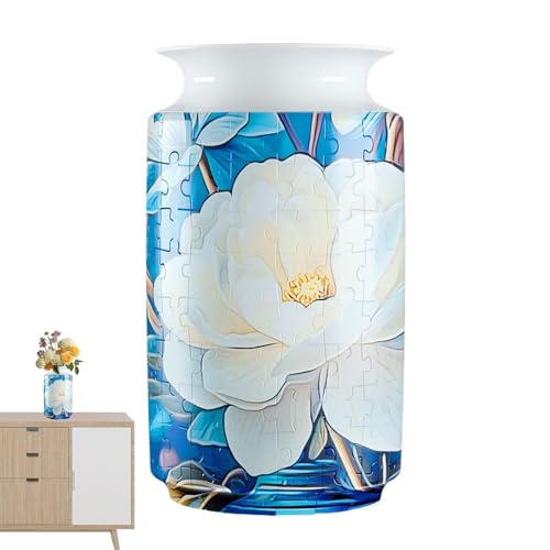 Puzzle-Blumenvase – Handwerk für Puzzleflaschen, Schreibtisch-Dekorationsset | Kunststoff-Puzzle mit gebogenen Teilen, wärmendes Geschenk für Blumenarrangements, Dekoration von Liqzirtu