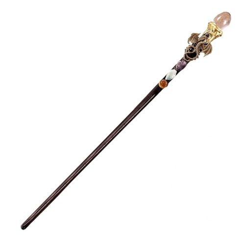 Realität Crystal Wand – Wizard Handgefertigtes magisches Kostümzubehör | Natural Crystal Prop Magic Meditation Sammler Elegant Fairy Wand für Halloween Dekoration Kinder Spaß von Liqzirtu
