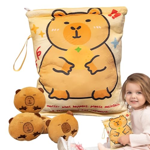 Snacks - Snackbeutel für Kinder, niedliche Capybara Plüsch-Snack-Tasche | 4 kleine Puppen befestigt weiche Kissen gefüllt mit Heimdekoration für Süßigkeiten von Liqzirtu