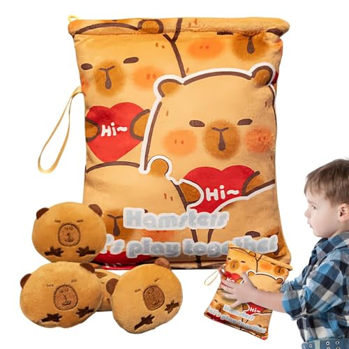 Snacks - Snackbeutel für Kinder, niedliche Capybara Plüsch-Snack-Tasche | 4 kleine Puppen befestigt weiche Kissen gefüllt mit Heimdekoration für Süßigkeiten von Liqzirtu