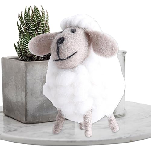 Wollfilz-Sheep handgemachte Lammfigur aus Filz, süße dekorative Schafspielzeuge, die die Dekoration von Faszinationsbäumen aus Lama-Filz in Lamb betrachteten von Liqzirtu