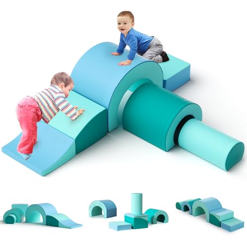 Lischwert Kinder Schaumstoff bausteine 6 Grossbausteine Schaumstoffbausteine Bauklötze Riesenbausteine Schloss-Set, Mehrfarbig (E-blau) von Lischwert