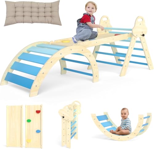 Lischwert Montessori Klettergerüst Set (Blau-3in1-mit Matte) von Lischwert