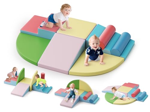 Lischwert Schaumstoff Bausteine Kinder Softbausteine Klettern Riesenbausteine Motorik Großbausteine Kinder Montessori Spielzeug für Indoor-Spaß, Baby Soft Playset (JM-HTX03-Macarons) von Lischwert