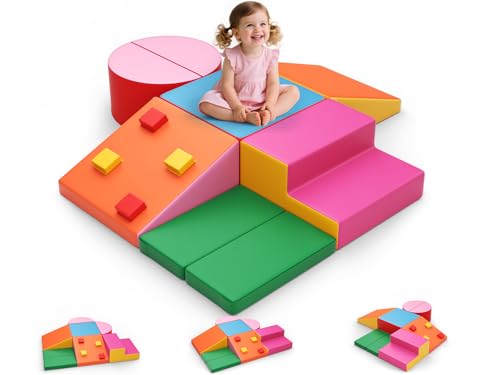 Lischwert Schaumstoff Bausteine Kinder Softbausteine Klettern Riesenbausteine Motorik Großbausteine Kinder Montessori Spielzeug für Indoor-Spaß, Baby Soft Playset (JM-HXT11-Farbe) von Lischwert