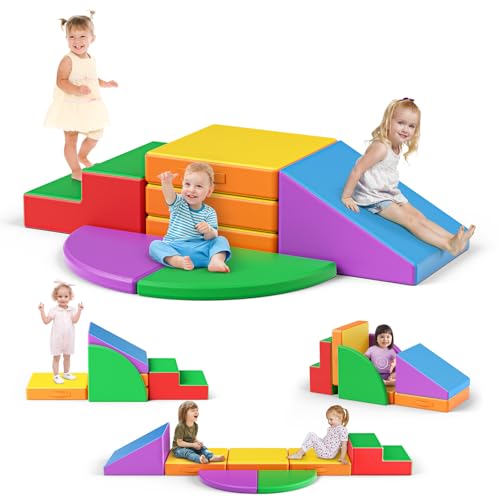 Lischwert Schamstoff Bausteine Kinder, Softbausteine, Riesenbausteine aus Schaumstoff, Indoor-Hindernisparcours aus Schaumstoff für Kleinkinder Kinder Montessori Spielzeug (JM-5PCS-Color) von Lischwert