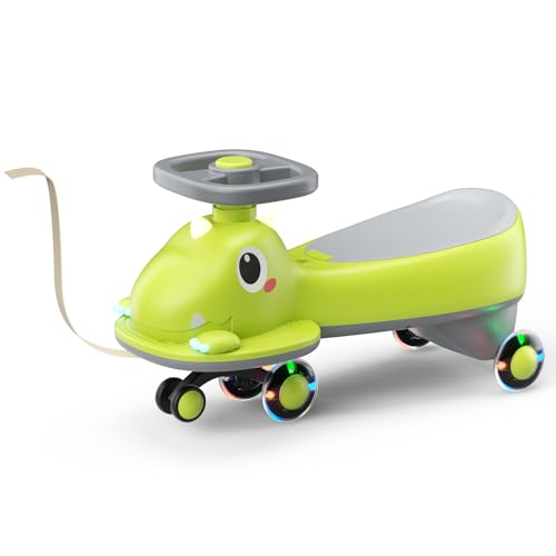 Rutschauto – Dinosaurierform, Anti-Dumping, leuchtende Reifen, Musiksystem, mit Stauraum Kinderfahrzeug, Rutschfahrzeug, Babyrutscher, Spielzeug ab 18 Monaten von Lischwert
