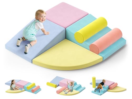 Schaumstoff Bausteine Kinder Softbausteine Klettern Riesenbausteine Motorik Großbausteine Kinder Montessori Spielzeug, Waschbare Hülle für Indoor-Spaß, Baby Soft Playset (JM-HXT01-Macarons) von Lischwert