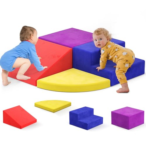 Schaumstoff Bausteine Kinder Softbausteine Klettern Riesenbausteine Motorik Großbausteine Kinder Montessori Spielzeug, Waschbare Hülle für Indoor-Spaß, Baby Soft Playset (JM-JP-Farbe) von Lischwert