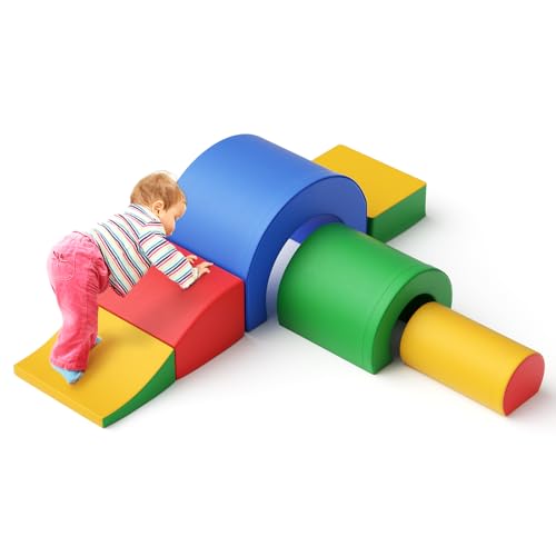 Schaumstoff Bausteine Kinder Softbausteine Klettern Riesenbausteine Motorik Großbausteine Kinder Montessori Spielzeug, Waschbare Hülle für Indoor-Spaß, Baby Soft Playset (JM313-Farbe) von Lischwert