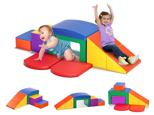 Schaumstoff Bausteine Kinder Softbausteine Klettern Riesenbausteine Motorik Großbausteine Kinder Montessori Spielzeug, Waschbare Hülle für Indoor-Spaß, Baby Soft Playset (JM323-Farbe) von Lischwert