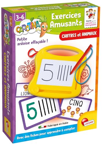 Lisciani – Carotina – Lustige Übungen – Zahlen und Tiere – Spiel zum Lernen der Zahlen für Kinder ab 3 Jahren – abwischbare Tafel – Schreiben und Zeichnen Lernen – Geschenkidee Kindergarten von Lisciani Giochi