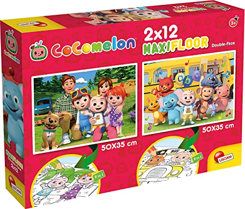 LISCIANI – COCOMELON – Maxi-Puzzle für Kinder ab 3 Jahren, 2 x 12 Teile, 2 in 1 doppelseitige Vorder-/Rückseite mit farbiger Rückseite – fördert die Kreativität – hergestellt in Italien von Liscianigiochi