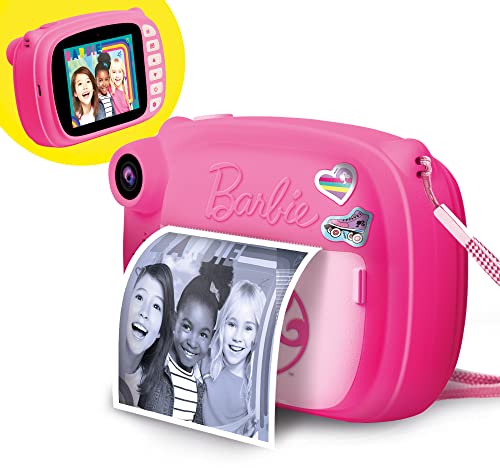 LISCIANI - BARBIE Print Cam - Sofortbildkamera BARBIE für Kinder ab 5 Jahren - 3 in 1: Sofortfotos Selfie-Kamera Video - Druckt 180 Fotos - Großer Farb-LCD-Bildschirm - Aufkleber von Liscianigiochi