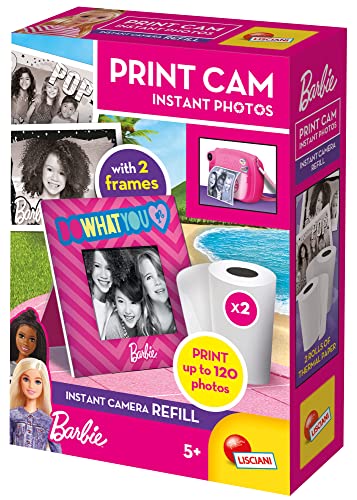LISCIANI - BARBIE Print Cam Refills - 2 Rollen für 120 Fotos kompatibel mit Kinderkamera ab 5 Jahren Barbie Print Cam - Enthalten 2 Barbie Frames, um Ihre Fotos zu setzen von Liscianigiochi