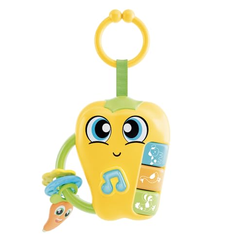 Lisciani - CAROTINA Baby Rassel Paprika - Musikalisches Spielzeug für Babys ab 3 Monaten - Mit Licht & Ton - Beißringe - Sensorische Förderung - Elektronische Rassel mit Schlafliedfunktion von Lisciani Giochi