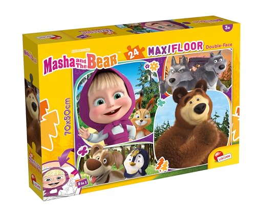 Lisciani - Puzzle MASHA UND MICHKA MaxiFloor - Riesenpuzzle 24 Teile für Kinder ab 3 Jahren - 70cm x 50cm - Lernspiel - Geschenkidee zum Geburtstag - Kreative Aktivität - Fördert die Geduld von Lisciani