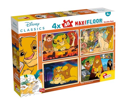 Lisciani - Puzzle Disney KÖNIG DER LÖWEN Maxifloor - 4x48 Teile - Doppelseitig für Kinder ab 4 Jahren - Rückseite mit Ausmalszenen - Format 35x25 cm - Kreatives Spiel - Geschenkidee zum Geburtstag Lisciani - Puzzle Disney KÖNIG DER LÖWEN Maxifloor - 4x48 Teile - Doppelseitig für Kinder ab 4 Jahren - Rückseite mit Ausmalszenen - Format 35x25 cm - Kreatives Spiel - Geschenkidee zum Geburtstag von Lisciani