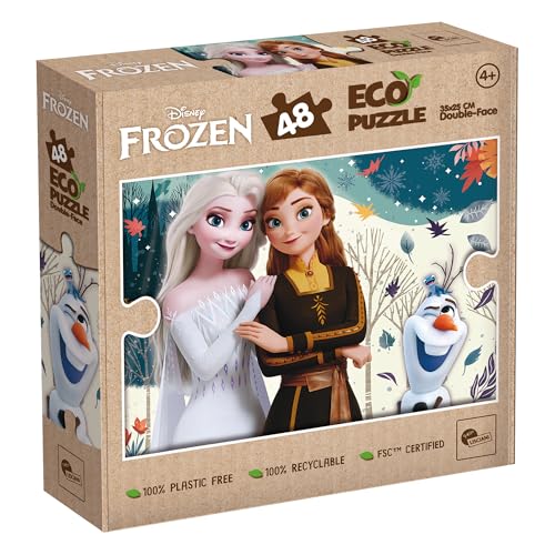 Lisciani - Puzzle DISNEY SCHNEEKÖNIGIN - 48 Teile Doppelseitiges Puzzle für Kinder ab 3 Jahren - Rückseite Zum Ausmalen - Format 25x35 cm - Lernspiel Frozen - 100% Recyclebar - Geburtstagsgeschenkidee von Lisciani Giochi