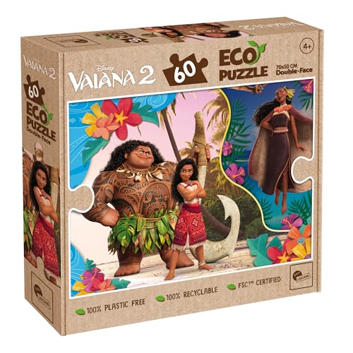 Lisciani - Puzzle Disney VAIANA 2-60 Teile Doppelseitiges Puzzle für Kinder ab 4 Jahren - Rückseite Zum Ausmalen - Format 50x70 cm - Manuelle Aktivität Vaiana - Geburtstagsgeschenkidee von Lisciani Giochi