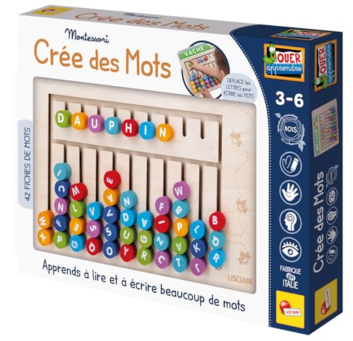 Lisciani – Montessori kreiert Wörter – Montessori-Spiel zum Lesen und Schreiben für Kinder ab 3 Jahren – 42 Karten zum Lesen mit Buchstaben aus Holz + Tafel – Lernspiel Alphabet Lisciani – Montessori kreiert Wörter – Montessori-Spiel zum Lesen und Schreiben für Kinder ab 3 Jahren – 42 Karten zum Lesen mit Buchstaben aus Holz + Tafel – Lernspiel Alphabet von Lisciani Giochi