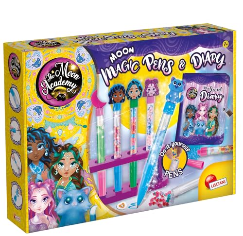 Lisciani - Moon Academy - Tagebuch und Stifte zum Selbermachen für Kinder ab 8 Jahren - Tagebuch-Set - Glitzerstift-Kreationsset - Handarbeit - Geschenkidee - DIY Briefpapier von Lisciani Giochi