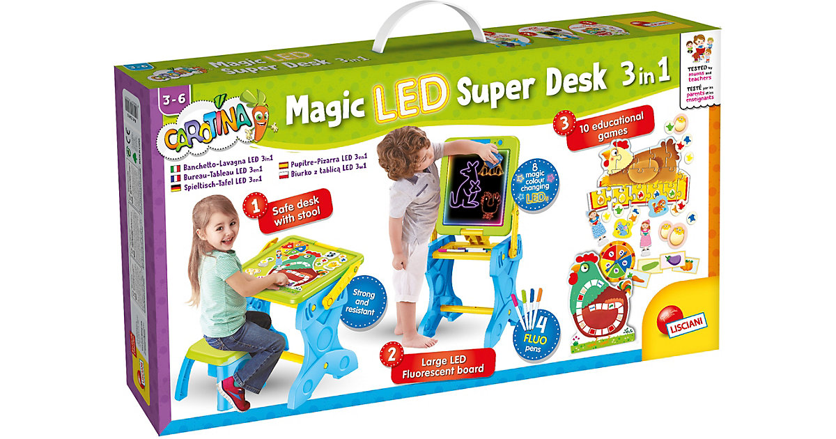 Carotina - 3 in 1 LED-Tisch - Spielen und Lernen, LED-Tafel Carotina - 3 in 1 LED-Tisch - Spielen und Lernen, LED-Tafel von Lisciani