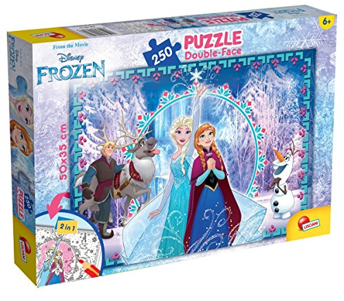 Lisciani – DISNEY – Die Eiskönigin – Puzzle für Kinder ab 7 Jahren – 250 Teile – 2-in-1-Puzzle mit doppelseitiger Vorder-/Rückseite und Rückseite zum Ausmalen – Fördert Motorik und Kreativität von Lisciani