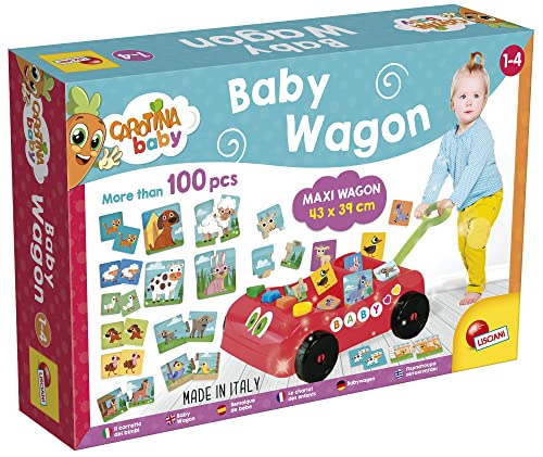 Lisciani – CAROTINA BABY - Kinderwagen – Set mit Lernspielen – Puzzles – Gedächtnis- und Formentwicklungsspiel – Anpassbarer Kinderwagen – Für Kinder von 1 bis 4 Jahren – Hergestellt in Italien von Lisciani