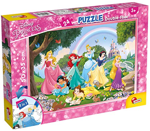 Lisciani 73993 Disney Puzzle 2 in 1 Doppelseitig Plus ( 50 x 35 cm ) 24 Stück Prinzessinnen Aschenputtel, Schneewittchen, Rapunzel, Belle, Ariel die kleine Meerjungfrau, Dornröschen von Liscianigiochi
