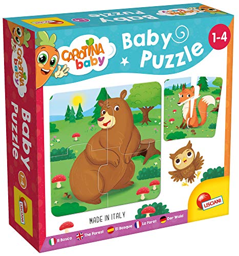 Lisciani - Baby Puzzle - Der Wald - Denkspiel - Bildungsspiel - 6 Puzzles mit je 4 Teilen - Tiere - 14 x 14 cm - Für Kinder von 1 bis 4 Jahren - CAROTINA BABY von Lisciani