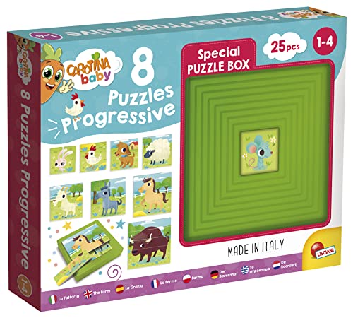 Lisciani - Set mit 8 Progressiven Puzzles - Tiere Auf Dem Bauernhof - Pädagogisches und Lustiges Spiel - Puzzle-Box - 25 Stück - Für Kinder ab 1 Jahr - Carotina Baby von Liscianigiochi