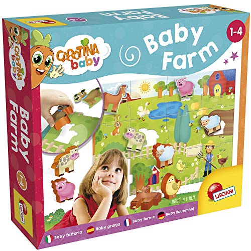 LISCIANI - CAROTINA BABY - Kinderfarm - 18-teiliges Puzzle mit Bauernhofdekor und Plastiktieren - Lernspiel - Fördert Koordination und Kreativität - Für Kinder von 1 bis 4 Jahren - 50x70cm von Liscianigiochi