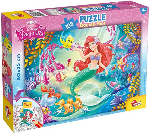 Lisciani - Disney Puzzle Ariel - Rekreieren und Kolorieren Sie die Szenen Ihrer Lieblingsboxen - Ab 7 Jahren - GROSSFORMAT-PUZZLE mit 108 Teilen - fördert die Geschicklichkeit von Lisciani