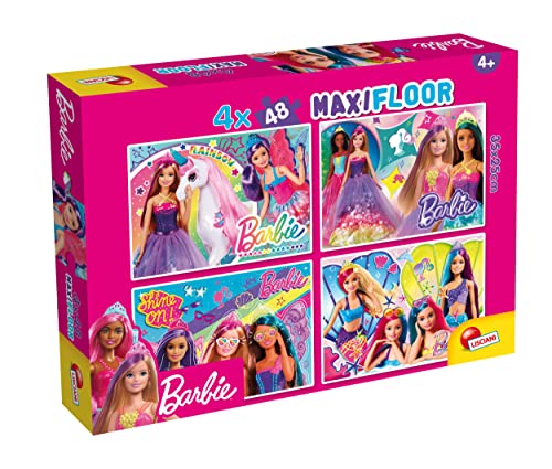 Lisciani - Disney - Puzzle Barbie Maxifloor - 4 Puzzles von 48 Teilen - 192 Teile - Puzzle - Gesellschaftsspiel - Educative Spiel - Von 4 Jahren - 35x25 cm. von Liscianigiochi