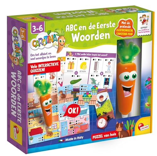 Lisciani - CAROTINA ABC und Erste Wörter - Interaktiver Stift zur Entwicklung der Sprache - Lernspiel ab 3 Jahren - Alphabet - Alphabet Lernen - Version in Deutsch von Liscianigiochi