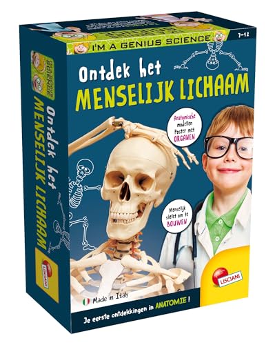 Lisciani - Ich Bin EIN Genie - Wissenschaft Pocket - Entdecken Sie den menschlichen Körper - Komplett-Set mit Skelett und anatomischen Modellen - Für Kinder von 7-12 Jahren - Deutsche Version von Liscianigiochi
